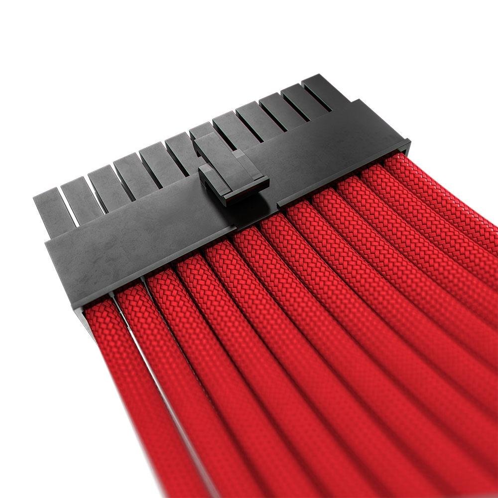 Imagem 6 de 6 do produto Cabo Extensor de Fonte Sleeved Rise Mode, 4 em 1, 1x 24p ATX, 1x 4+4p CPU, 2x 6+2p PCIe, Vermelho - RM-SL-FR