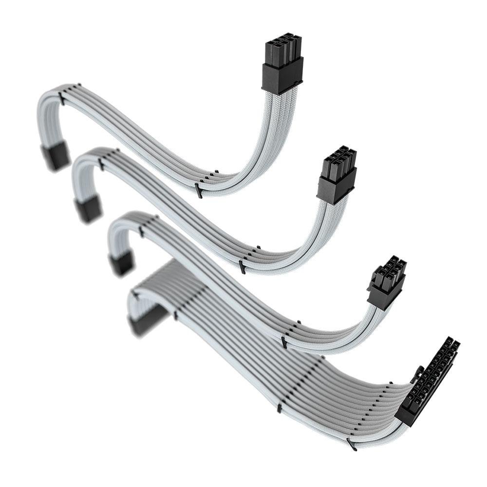 Cabo Extensor de Fonte Sleeved Rise Mode, 4 em 1, 1x 24p ATX, 1x 4+4p CPU, 2x 6+2p PCIe, Branco - RM-SL-FW