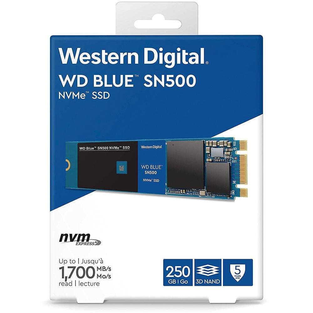 Imagem 4 de 4 do produto SSD WD Blue SN500, 250GB, M.2 NVMe, Leitura 1700MB/s, Gravação 1300MB/s - WDS250G1B0C