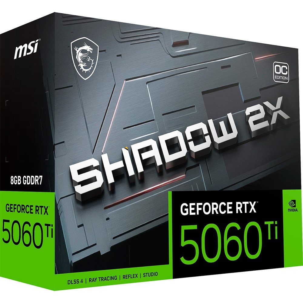 Imagem 11 de 11 do produto Placa De Vídeo MSI GeForce RTX 5060 Ti Shadow 2X OC Plus, Nvidia, 8GB, GDDR7, 128-Bit - G506T-8S2CP