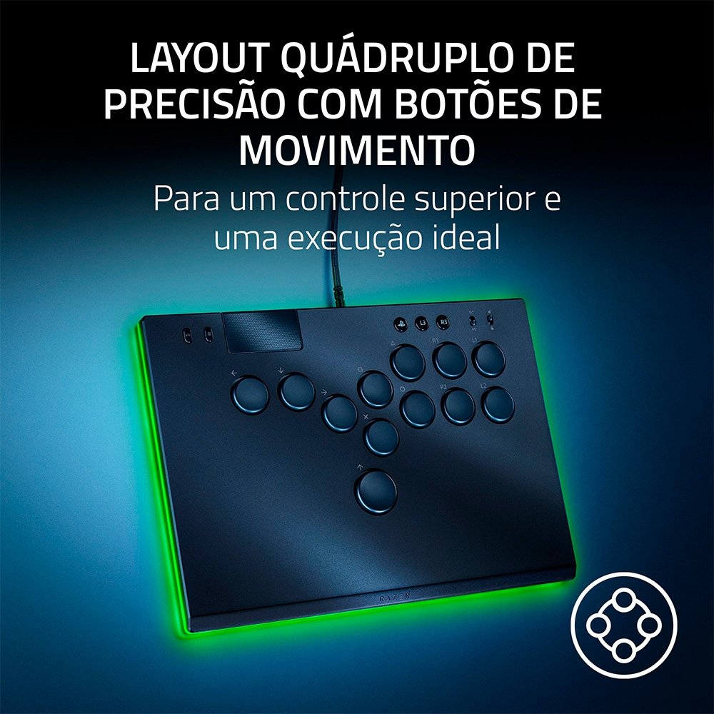 Controle Arcade Razer Kitsune, Switches Ópticos, All-Button, PS5 e PC, Ultra Fino, RGB, Preto - RZ06-05020100 - view 2