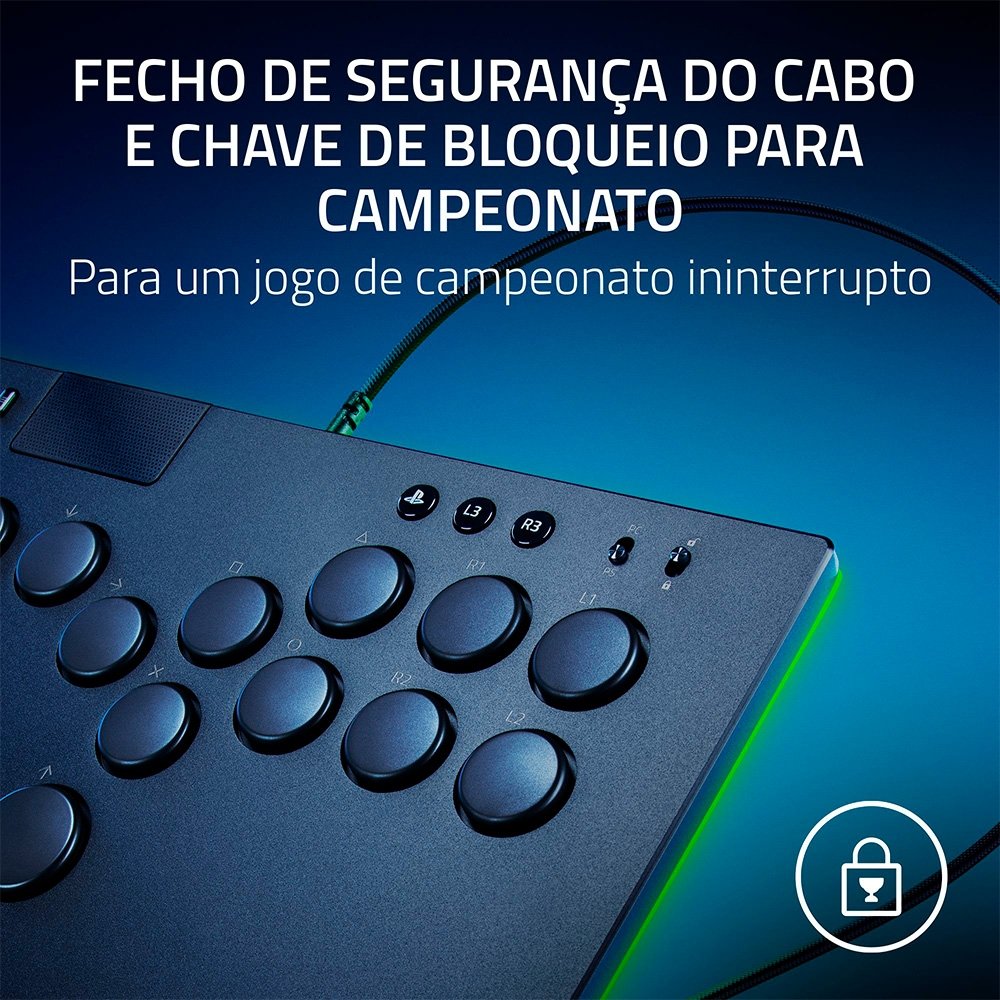 Controle Arcade Razer Kitsune, Switches Ópticos, All-Button, PS5 e PC, Ultra Fino, RGB, Preto - RZ06-05020100 - view 5
