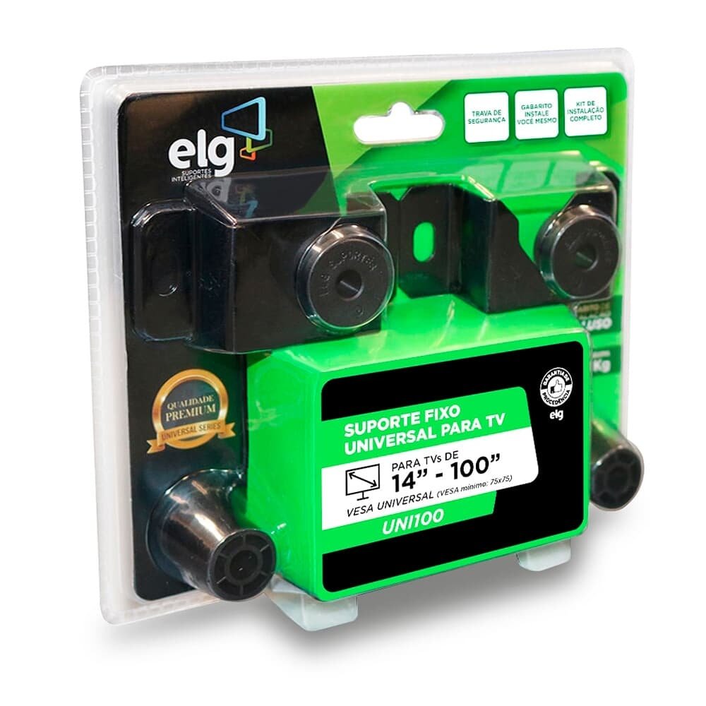 Imagem 4 de 7 do produto Suporte Fixo Universal de Parede para TVs de 14" a 100" ELG, até 100kg, VESA, Preto - UNI100