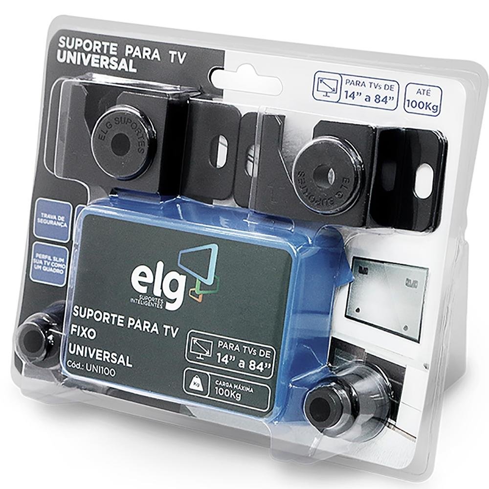 Imagem 7 de 7 do produto Suporte Fixo Universal de Parede para TVs de 14" a 100" ELG, até 100kg, VESA, Preto - UNI100