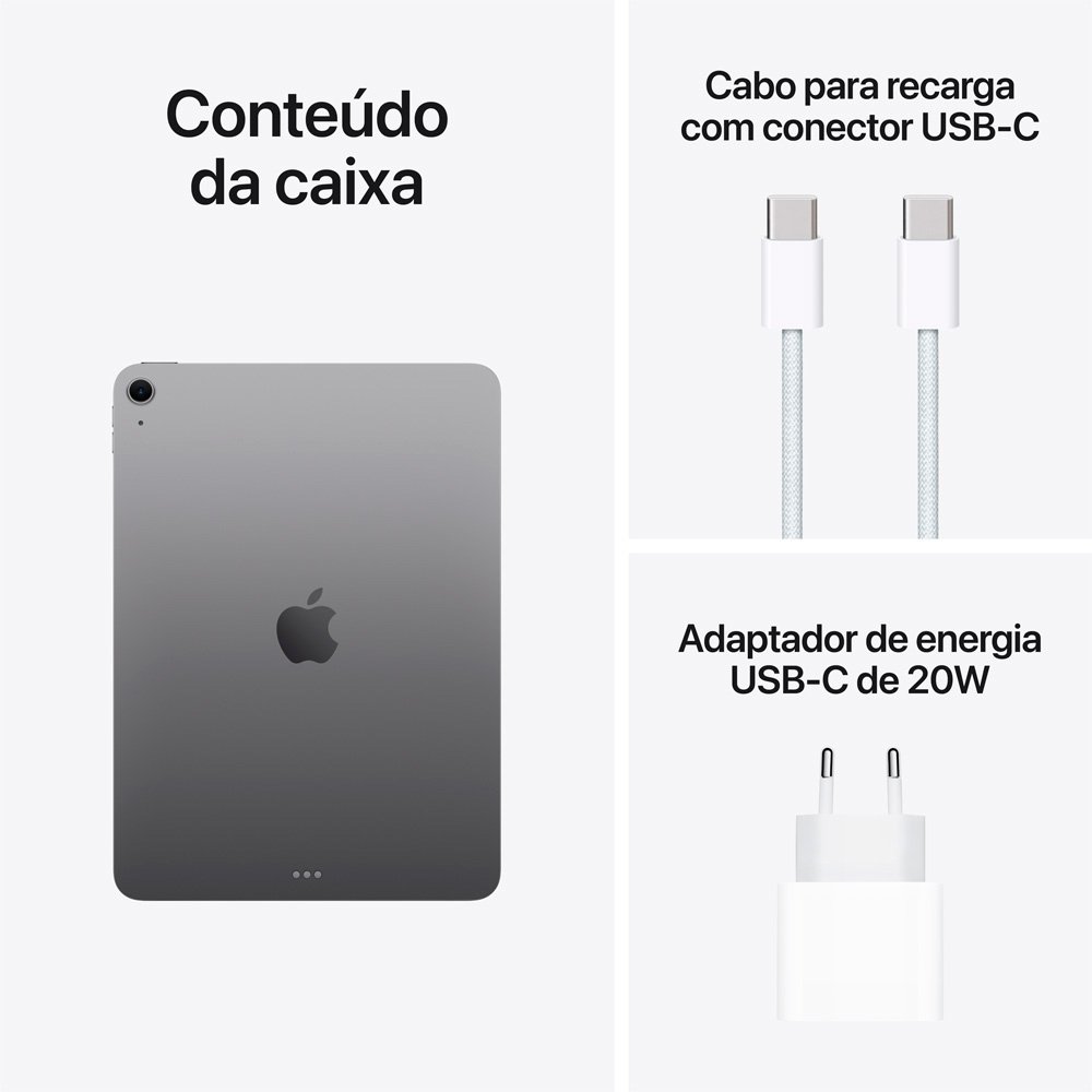 Imagem 9 de 10 do produto iPad Air Apple 11" 128 GB, Chip M4, Wi-Fi, Câmera Traseira 12 MP, Cinza-espacial - MH304BZ/A