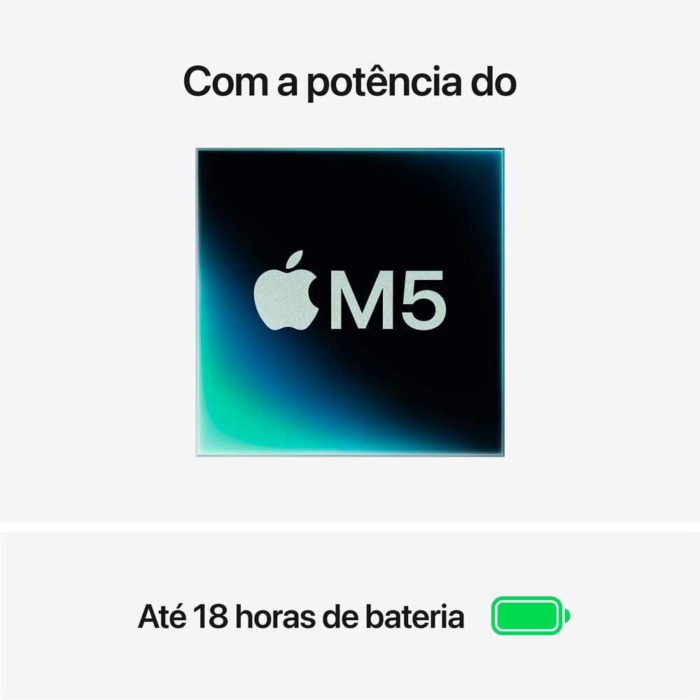 MacBook Air Apple 13 Chip M5, CPU de 10 Núcleos, GPU de 10 Núcleos, Neural Engine de 16 Núcleos, 1TB, Prateado - MDH84BZ/A - view 3