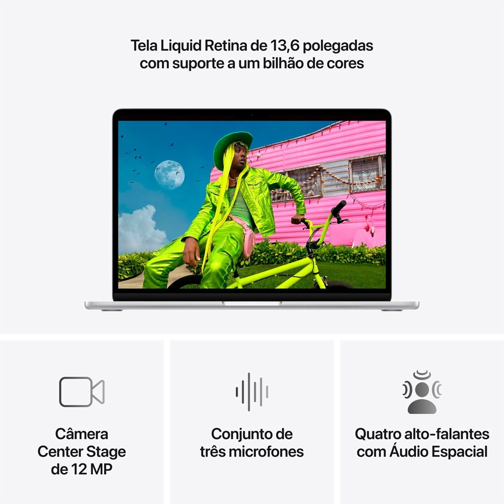 MacBook Air Apple 13 Chip M5, CPU de 10 Núcleos, GPU de 10 Núcleos, Neural Engine de 16 Núcleos, 1TB, Prateado - MDH84BZ/A - view 6