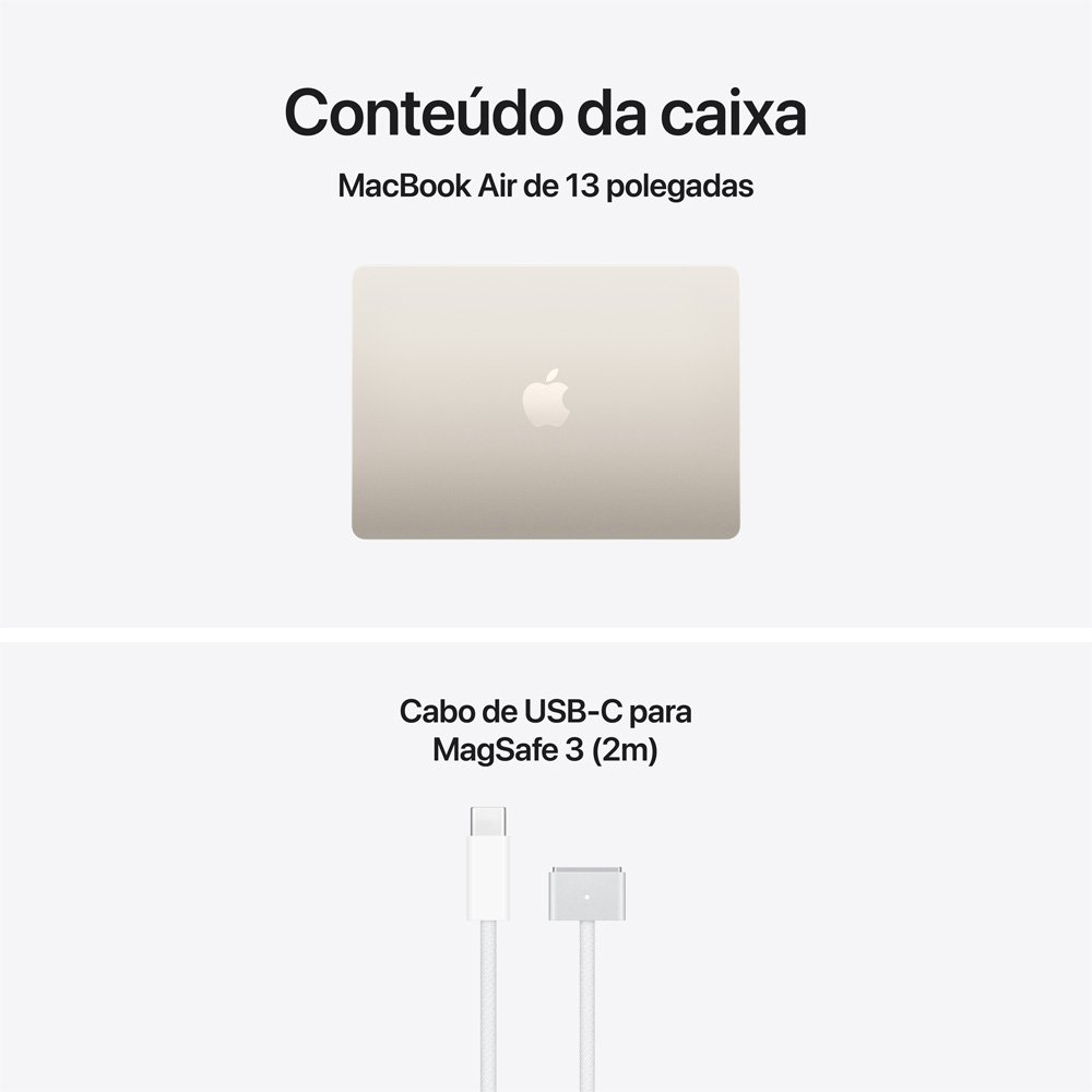 Imagem 9 de 9 do produto MacBook Air Apple 13" Chip M5, CPU de 10 Núcleos, GPU de 10 Núcleos, Neural Engine de 16 Núcleos, 1TB, Estelar - MDHC4BZ/A