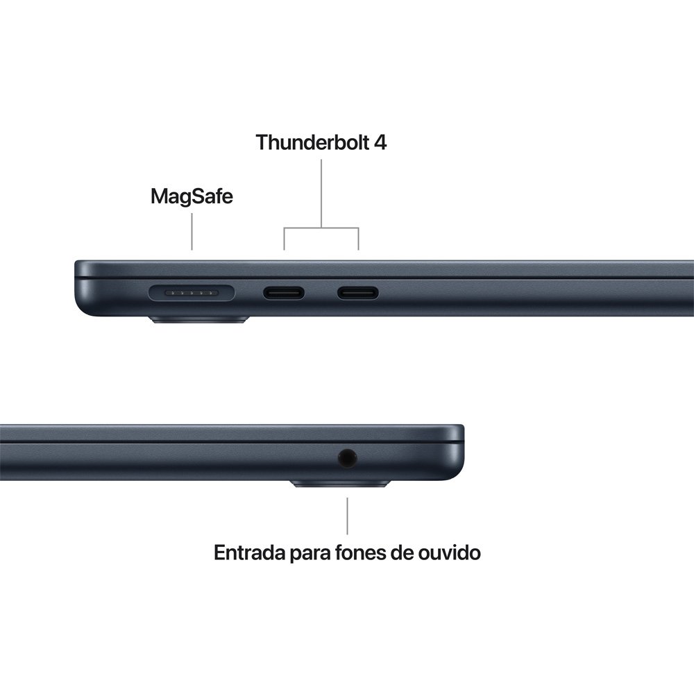 MacBook Air Apple 13 Chip M5, CPU de 10 Núcleos, GPU de 10 Núcleos, Neural Engine de 16 Núcleos, 1TB, Meia-Noite - MDHF4BZ/A - view 6