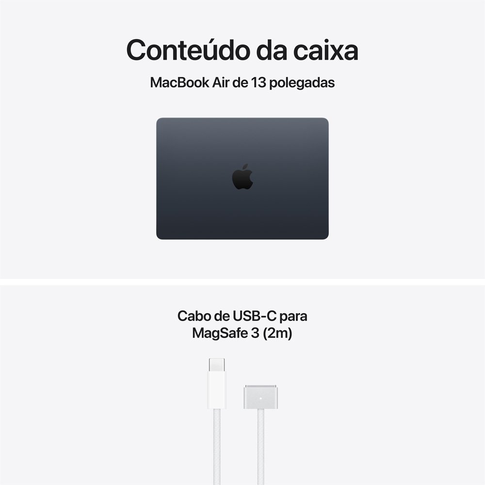 MacBook Air Apple 13 Chip M5, CPU de 10 Núcleos, GPU de 10 Núcleos, Neural Engine de 16 Núcleos, 1TB, Meia-Noite - MDHF4BZ/A - view 9