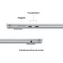 MacBook Air Apple 15" Chip M5, CPU de 10 Núcleos, GPU de 10 Núcleos, Neural Engine de 16 Núcleos, 512GB, Prateado - MDV94BZ/A