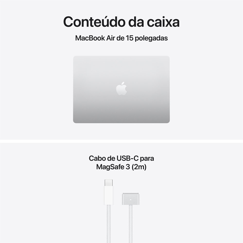 MacBook Air Apple 15 Chip M5, CPU de 10 Núcleos, GPU de 10 Núcleos, Neural Engine de 16 Núcleos, 512GB, Prateado - MDV94BZ/A - view 9