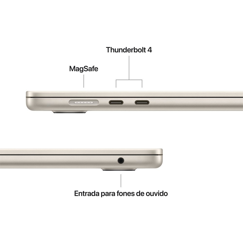 MacBook Air Apple 15" Chip M5, CPU de 10 Núcleos, GPU de 10 Núcleos, Neural Engine de 24 Núcleos, 1TB, Estelar - MDVF4BZ/A