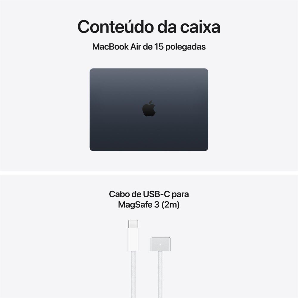 MacBook Air Apple 15 Chip M5, CPU de 10 Núcleos, GPU de 10 Núcleos, Neural Engine de 16 Núcleos, 1TB, Meia-Noite - MDVK4BZ/A - view 9