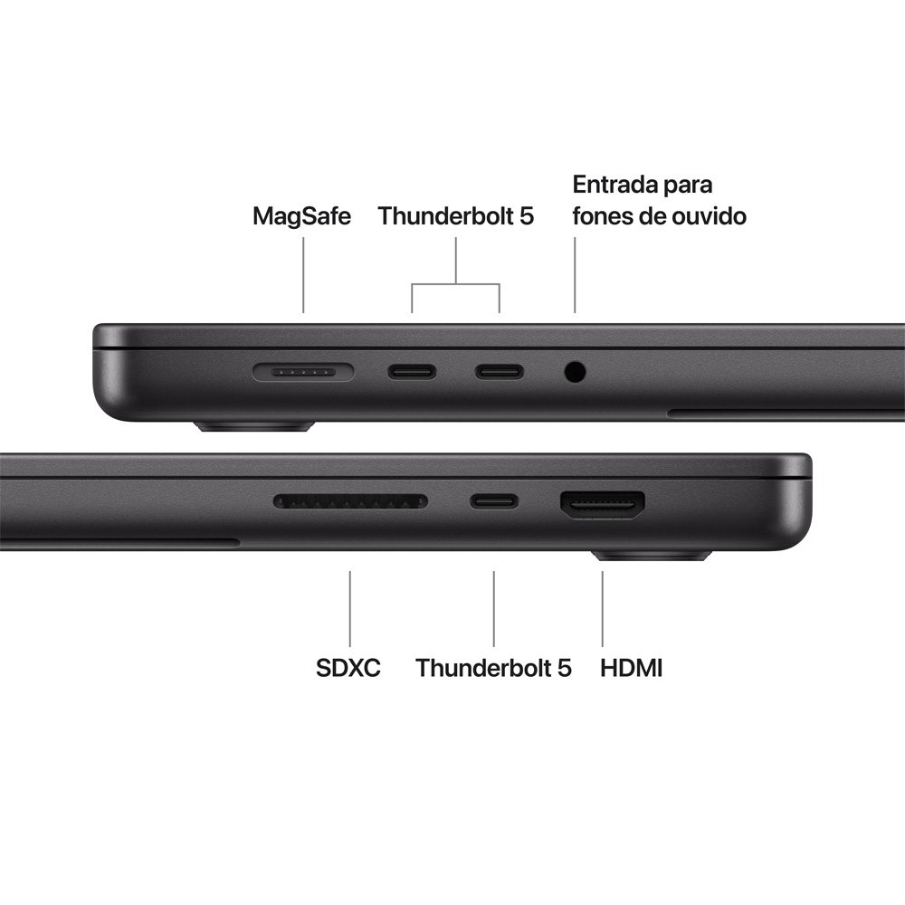 MacBook Pro Apple 16 Chip M5 Pro, CPU 18 Núcleos, GPU 20 Núcleos, 24GB, SSD 1TB, Preto-Espacial - MGEA4BZ/A - view 5