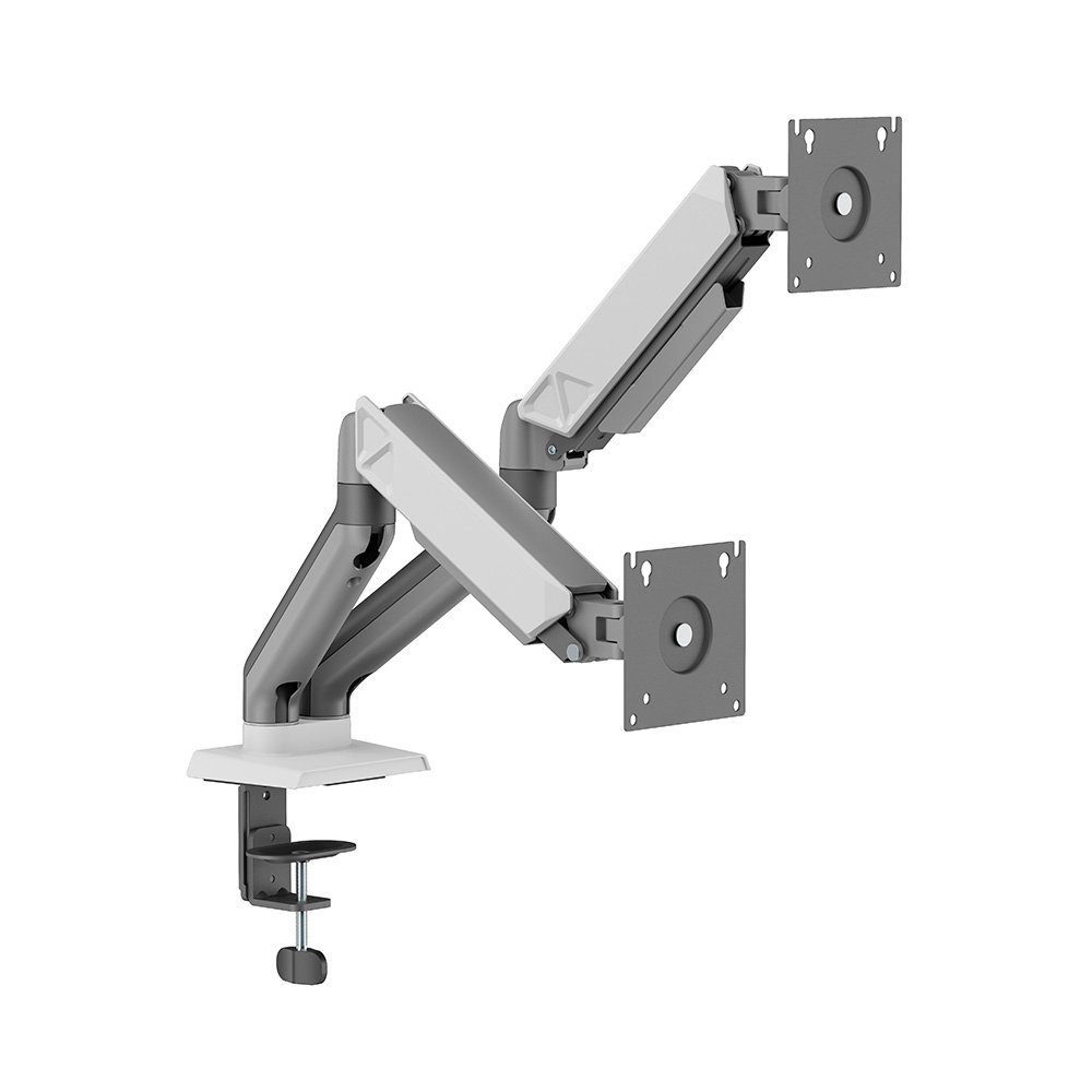 Imagem 2 de 6 do produto Suporte de Mesa Articulado para 2 Monitores de 17" a 32" Elements Audaz Duo, com Pistão a Gás, Branco - 72139