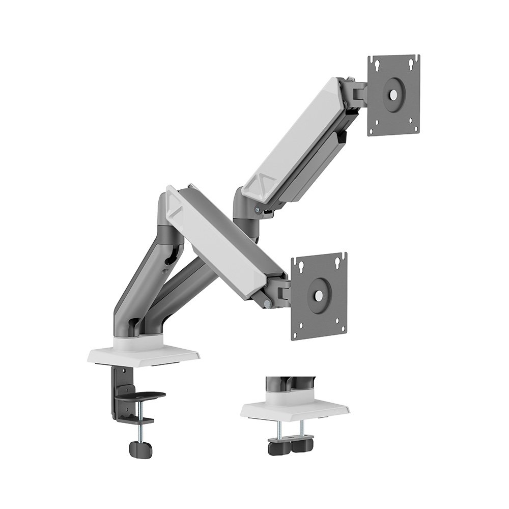 Suporte de Mesa Articulado para 2 Monitores de 17" a 32" Elements Audaz Duo, com Pistão a Gás, Branco - 72139