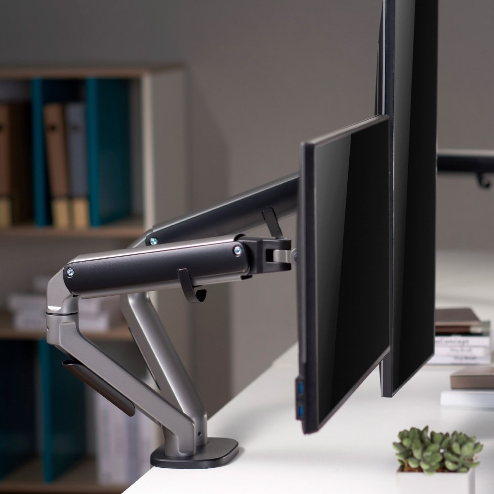 Imagem 4 de 5 do produto Suporte de Mesa Articulado para 2 Monitores de 17" a 32" Elements Audaz Duo, com Pistão a Gás, Preto - 72141