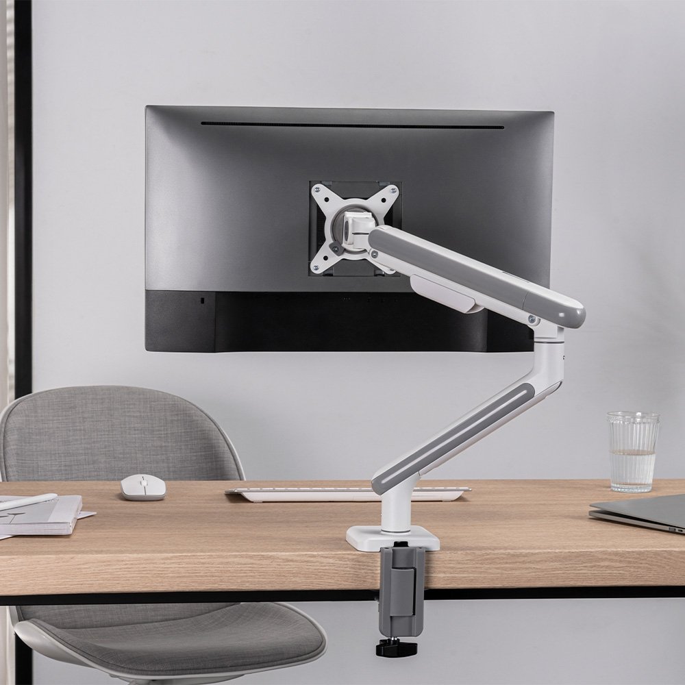 Imagem 8 de 9 do produto Suporte de Mesa Articulado para Monitor de 17" a 32" Elements Aice Single, com Pistão a Gás, Premium, Branco - 72130