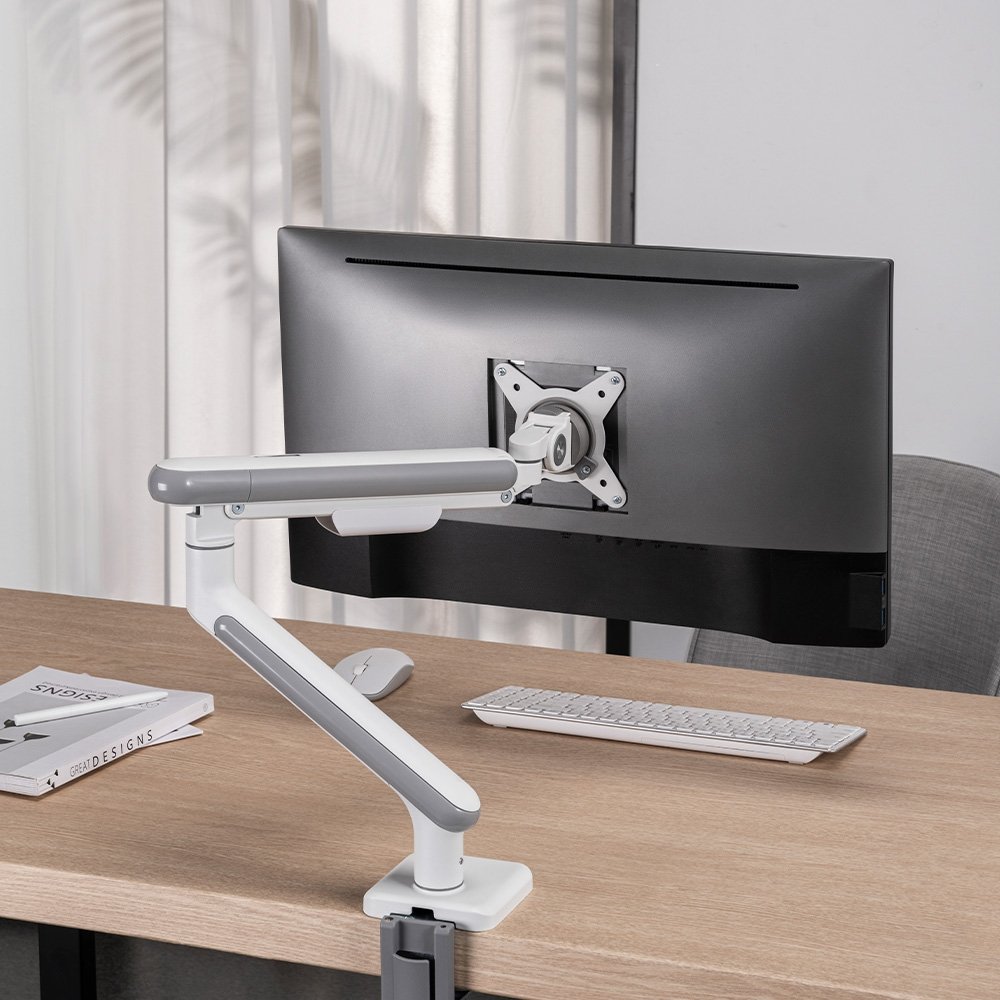 Imagem 9 de 9 do produto Suporte de Mesa Articulado para Monitor de 17" a 32" Elements Aice Single, com Pistão a Gás, Premium, Branco - 72130