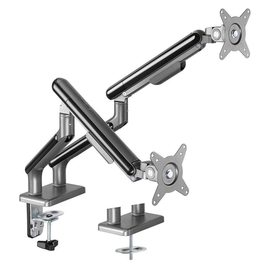 Imagem 2 de 8 do produto Suporte de Mesa Articulado para 2 Monitores de 17" a 32" Elements Aice Duo, com Pistão a Gás, Premium, Preto - 72133