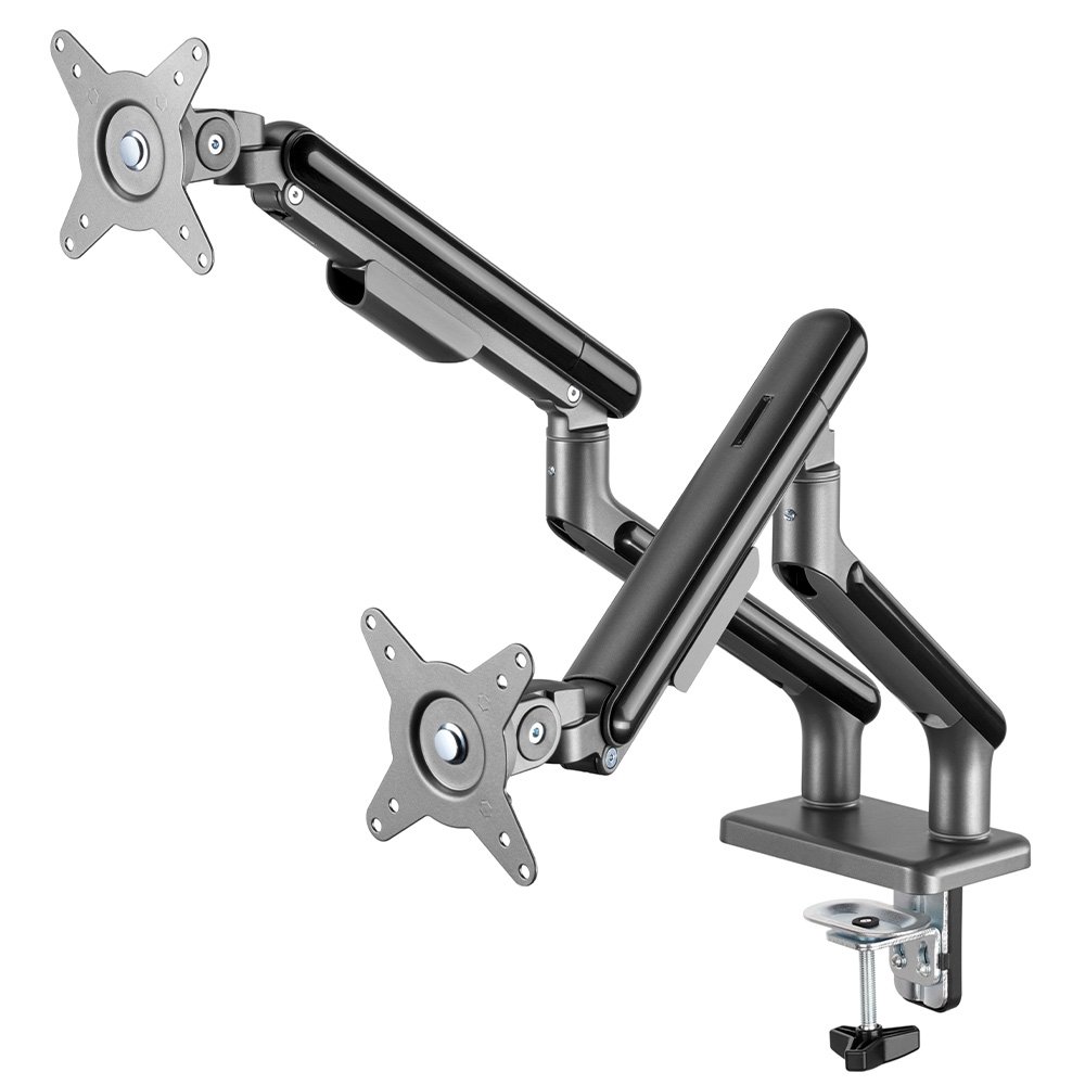 Imagem 5 de 8 do produto Suporte de Mesa Articulado para 2 Monitores de 17" a 32" Elements Aice Duo, com Pistão a Gás, Premium, Preto - 72133