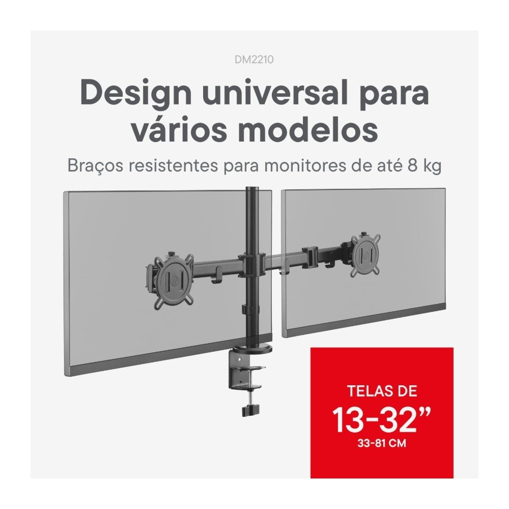 Suporte de Mesa Articulado para 2 Monitores de 13 a 32 One For All, com Ajustes Ergonômicos, Preto - DM2210 - view 2