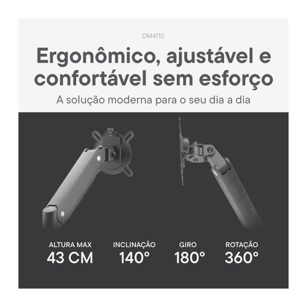 Imagem 4 de 11 do produto Suporte de Mesa Articulado para Monitor de 13" a 35" One For All, Ajuste com Mola Mecânica, Preto - DM4110