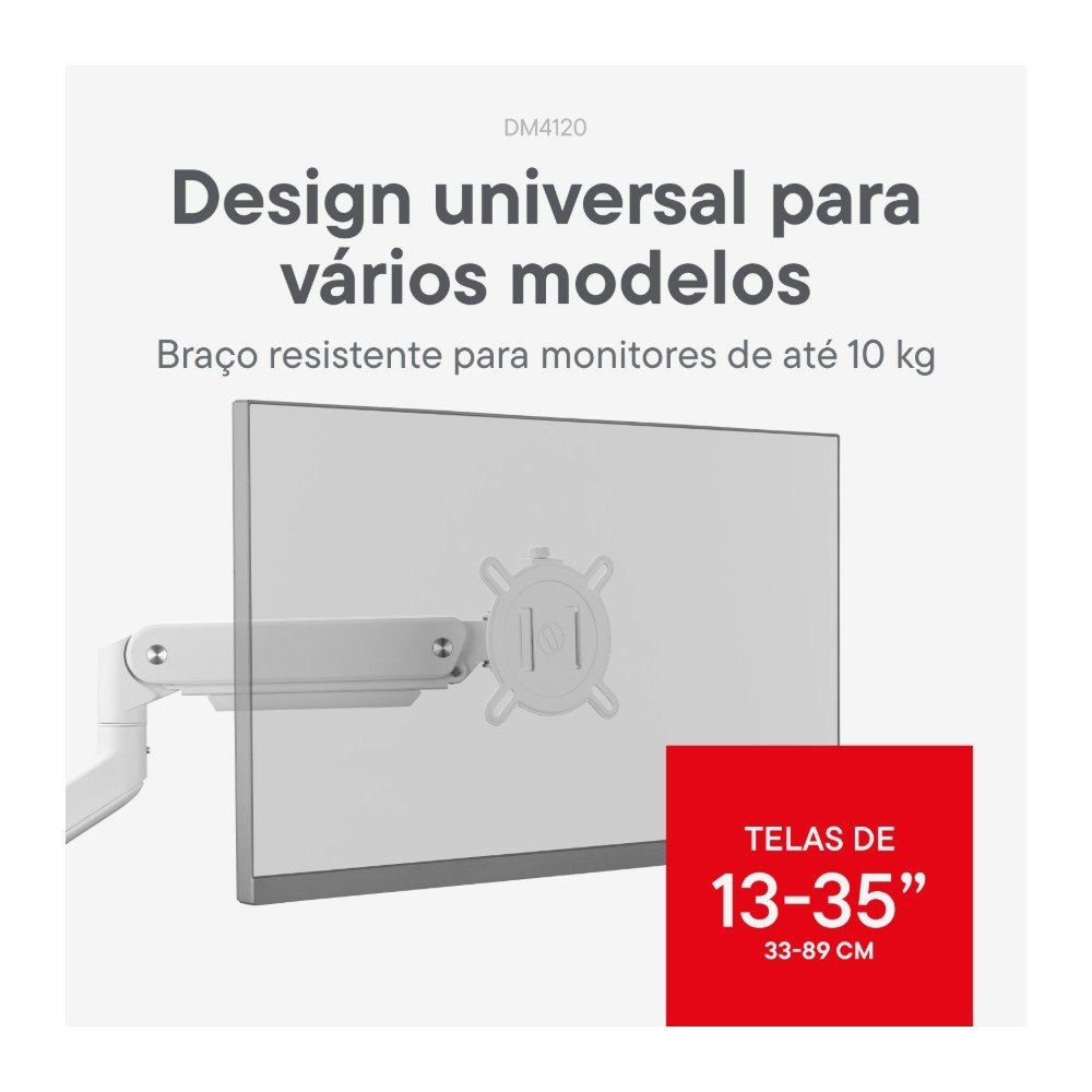 Imagem 3 de 11 do produto Suporte de Mesa Articulado para Monitor de 13" a 35" One For All, Ajuste com Mola Mecânica, Branco - DM4120