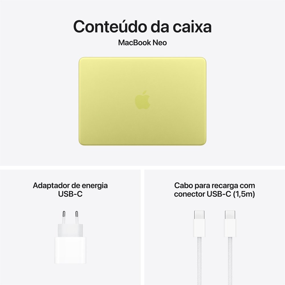 "MacBook Neo Apple 13"" Chip A18 Pro, CPU de 6 Núcleos, GPU de 5 Núcleos, 256GB, Amarelo-cítrico - MHFD4BZ/A" - view 10