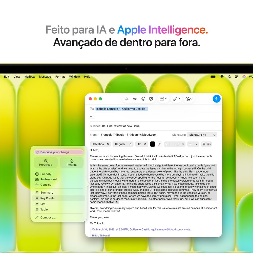 "MacBook Neo Apple 13"" Chip A18 Pro, CPU de 6 Núcleos, GPU de 5 Núcleos, 512GB Touch ID, Amarelo-cítrico - MHFE4BZ/A" - view 7