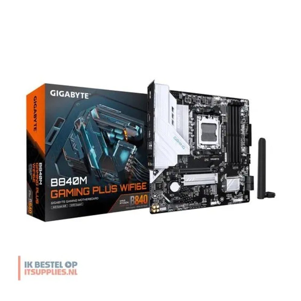 Imagem 2 de 4 do produto Placa Mãe Gigabyte B840M GAMING PLUS WIFI6E, AMD AM5, Micro ATX, DDR5, Wi-Fi 6E, Bluetooth, Preto - B840M GAMING PLUS WF6E