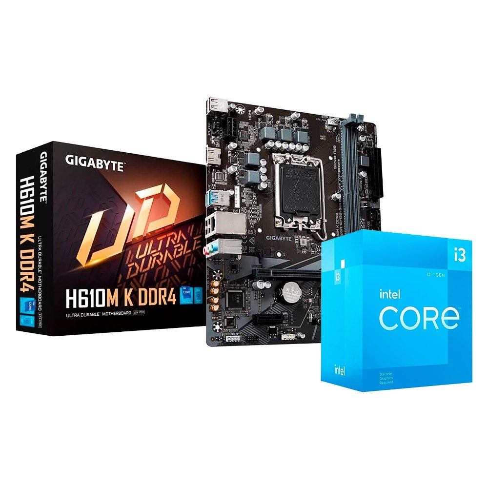 Kit Intel i3-12100F + Gigabyte H610M K | KaBuM!