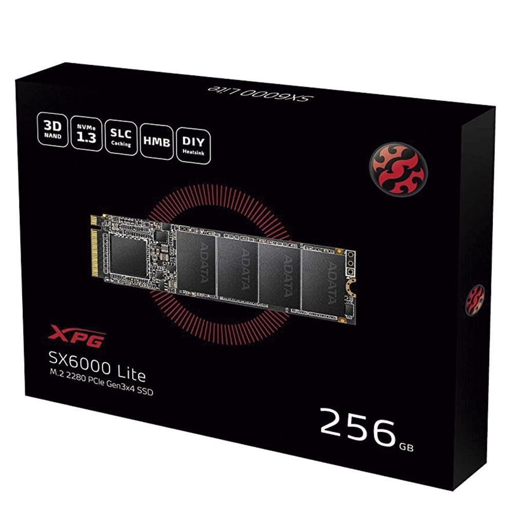 Imagem 4 de 4 do produto SSD Adata XPG SX6000 Lite, 256GB, M.2 NVMe, Leitura: 1800MB/s e Gravação: 900MB/s, Preto - ASX6000LNP-256GT-C
