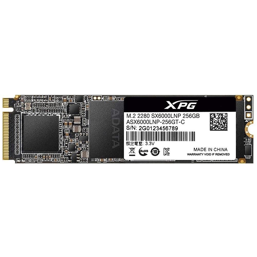 Imagem 2 de 4 do produto SSD Adata XPG SX6000 Lite, 256GB, M.2 NVMe, Leitura: 1800MB/s e Gravação: 900MB/s, Preto - ASX6000LNP-256GT-C