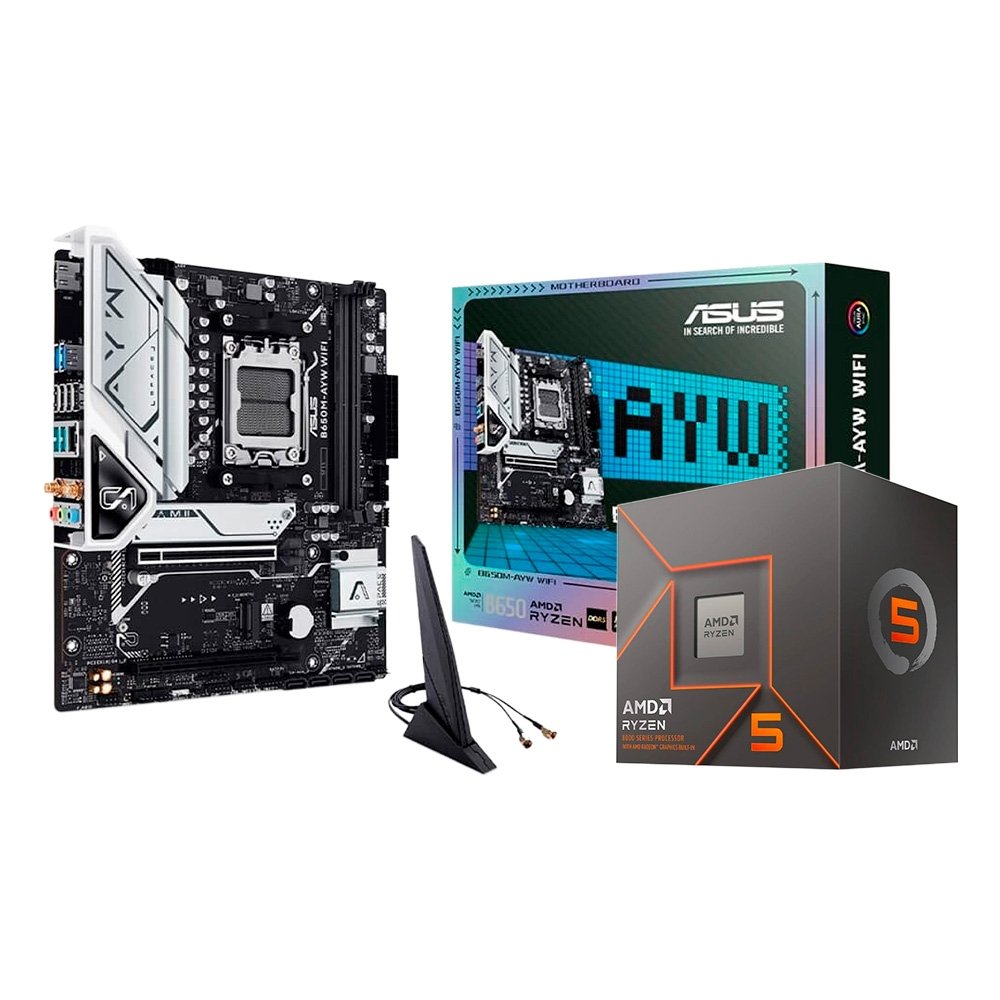 Processador AMD Ryzen 5 8500G + Placa Mãe ASUS B650M-AYW Wi-Fi