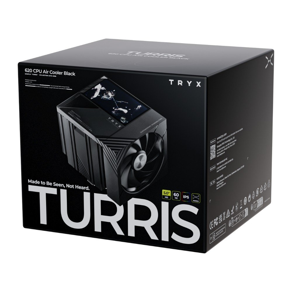 Imagem 6 de 7 do produto Air Cooler TRYX Turris T620, Dual Tower, Display LCD 5 Polegadas, 6 Heat Pipes, 2 Ventoinhas 120mm, AMD e Intel, Preto - H-T620N-DM2M-G0K