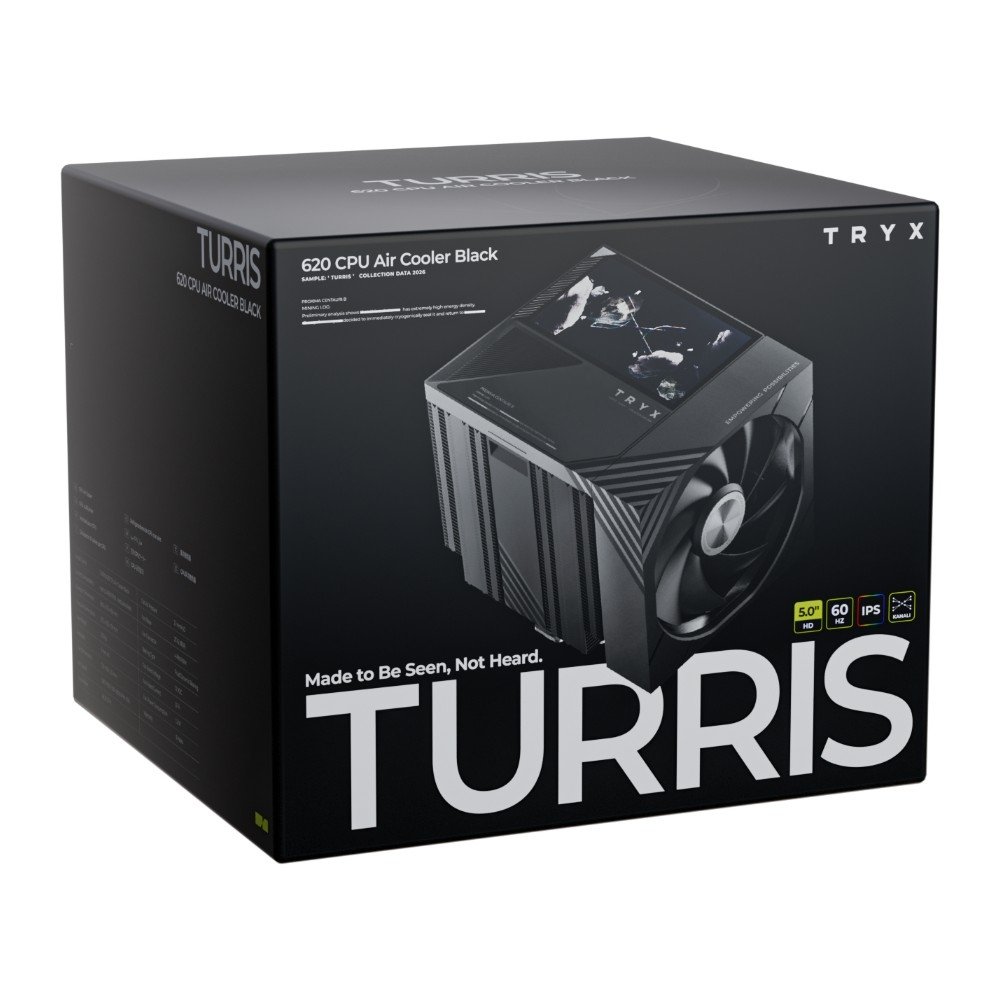 Imagem 7 de 7 do produto Air Cooler TRYX Turris T620, Dual Tower, Display LCD 5 Polegadas, 6 Heat Pipes, 2 Ventoinhas 120mm, AMD e Intel, Preto - H-T620N-DM2M-G0K
