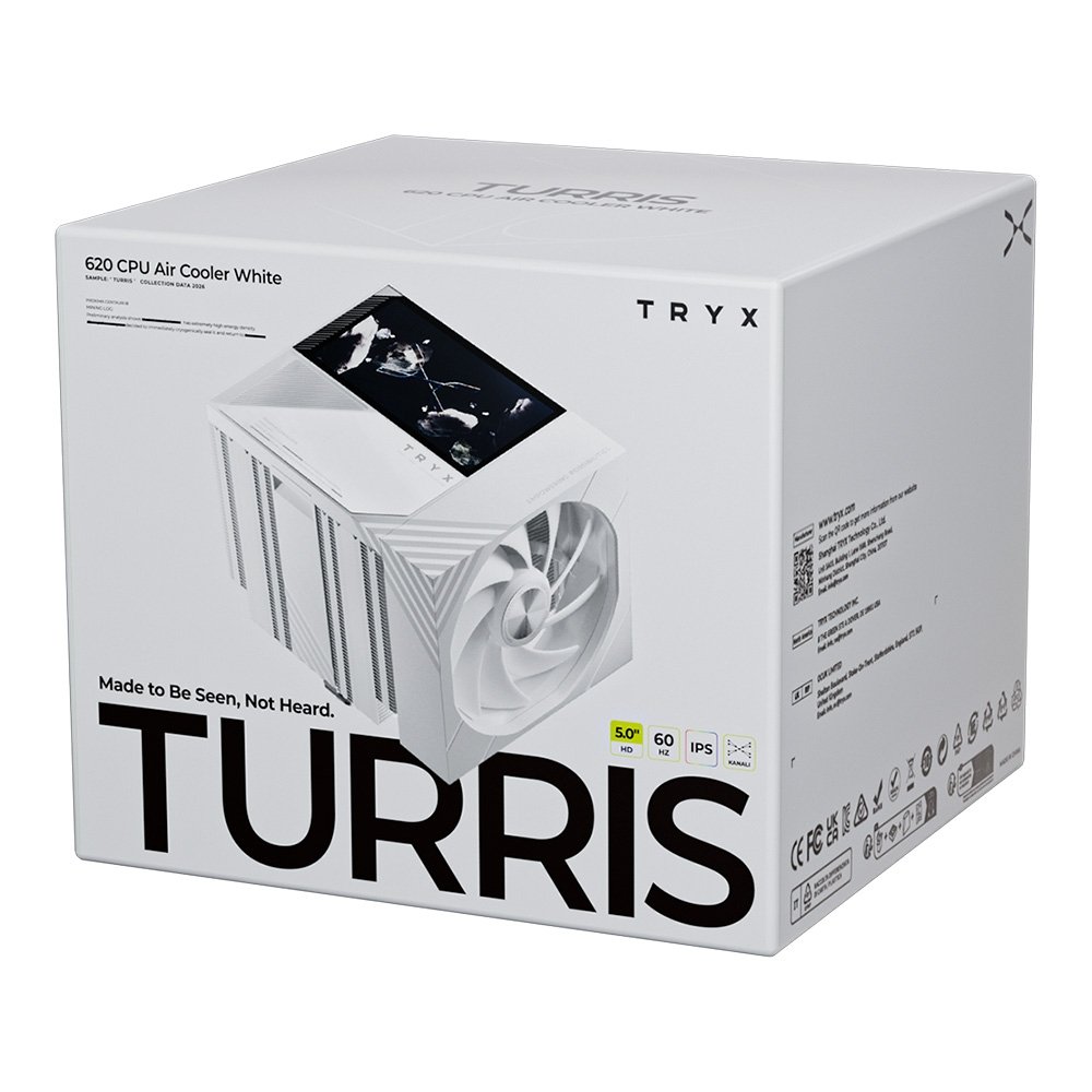 Imagem 7 de 7 do produto Air Cooler TRYX Turris T620, Dual Tower, Display LCD 5 Polegadas, 6 Heat Pipes, 2 Ventoinhas 120mm, AMD e Intel, Branco - H-T620N-DM2M-G0W