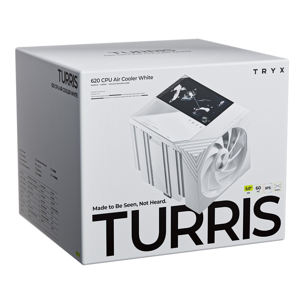 Imagem 6 de 7 do produto Air Cooler TRYX Turris T620, Dual Tower, Display LCD 5 Polegadas, 6 Heat Pipes, 2 Ventoinhas 120mm, AMD e Intel, Branco - H-T620N-DM2M-G0W