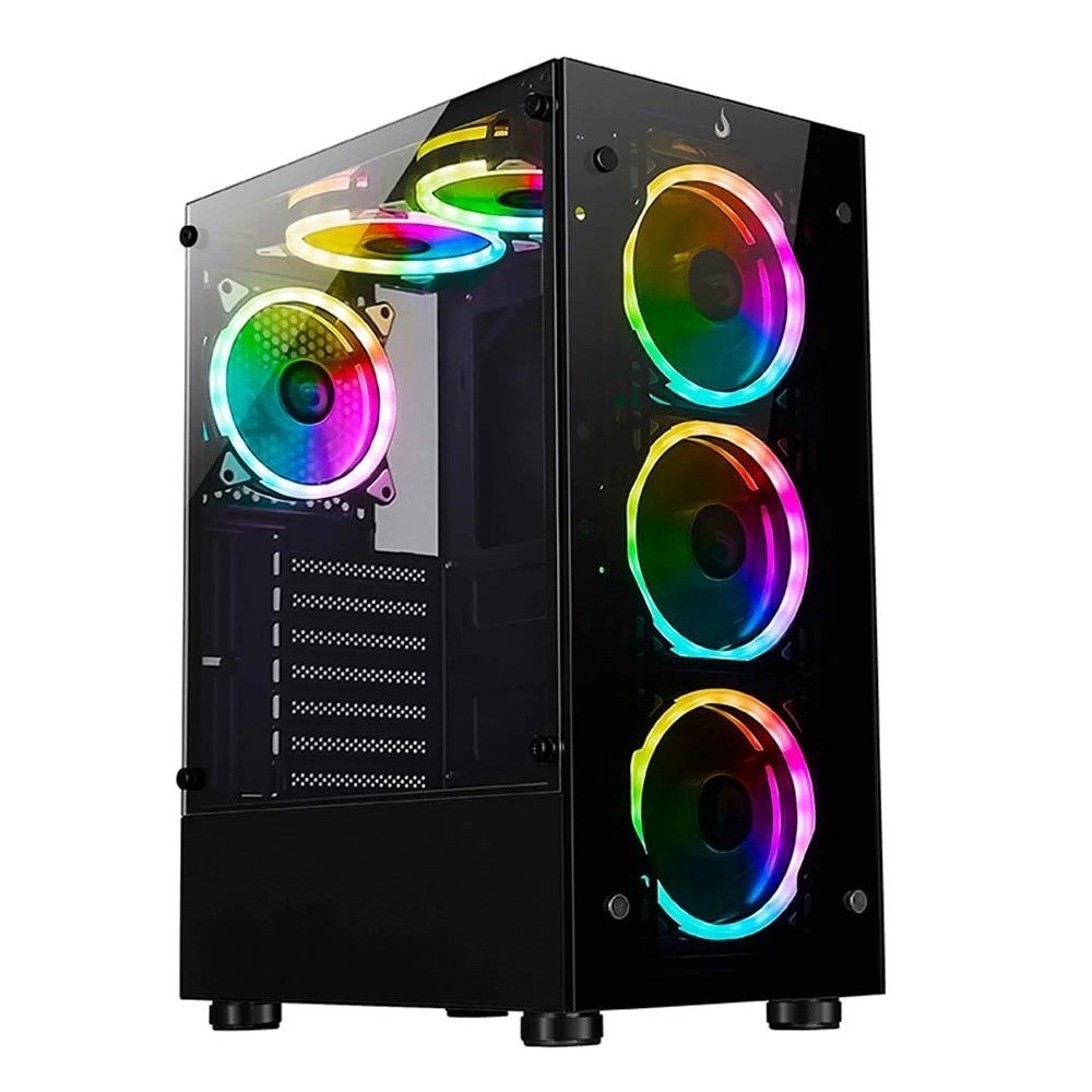 Imagem 2 de 9 do produto Gabinete Gamer Rise Mode Glass 06x, 6x Fans + Fonte MACH1 Steady, 650W