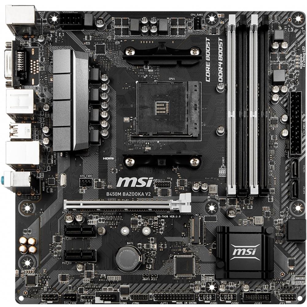 Placa-Mãe MSI B450M Bazooka V2, AMD AM4, mATX, DDR4 Placa-Mãe MSI B450M Bazooka V2, AMD AM4, mATX, DDR4