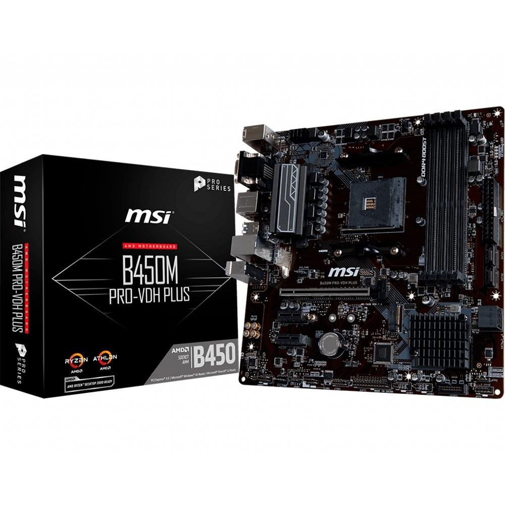Placa-Mãe MSI B450M Pro-VDH Plus, AMD AM4, mATX, DDR4 Placa-Mãe MSI B450M Pro-VDH Plus, AMD AM4, mATX, DDR4