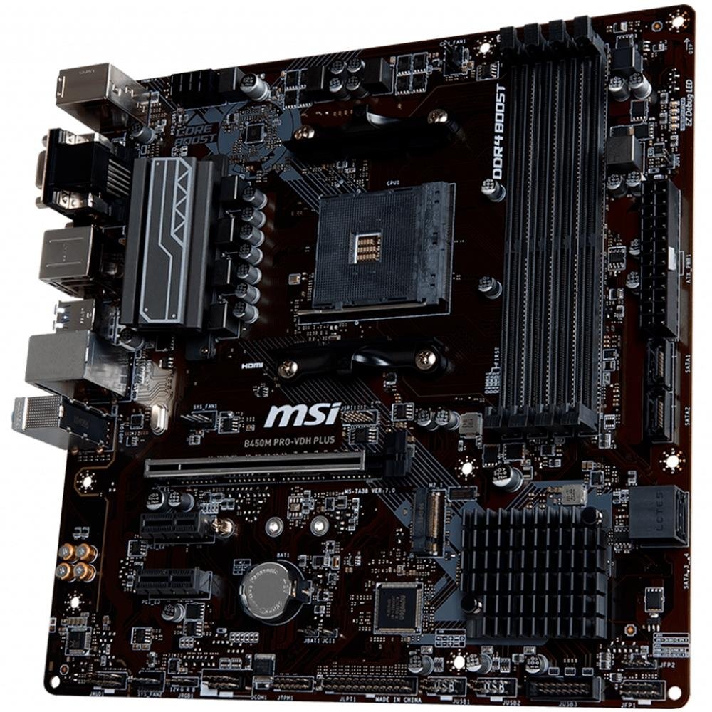 Placa-Mãe MSI B450M Pro-VDH Plus, AMD AM4, mATX, DDR4 Placa-Mãe MSI B450M Pro-VDH Plus, AMD AM4, mATX, DDR4