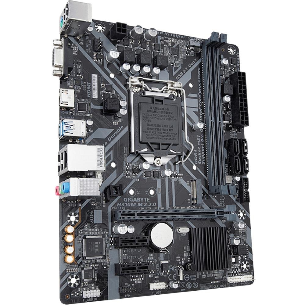 Imagem 3 de 4 do produto Placa-Mãe Gigabyte H310M M.2 2.0, Intel LGA 1151, mATX, DDR4, Preto - H310M M.2