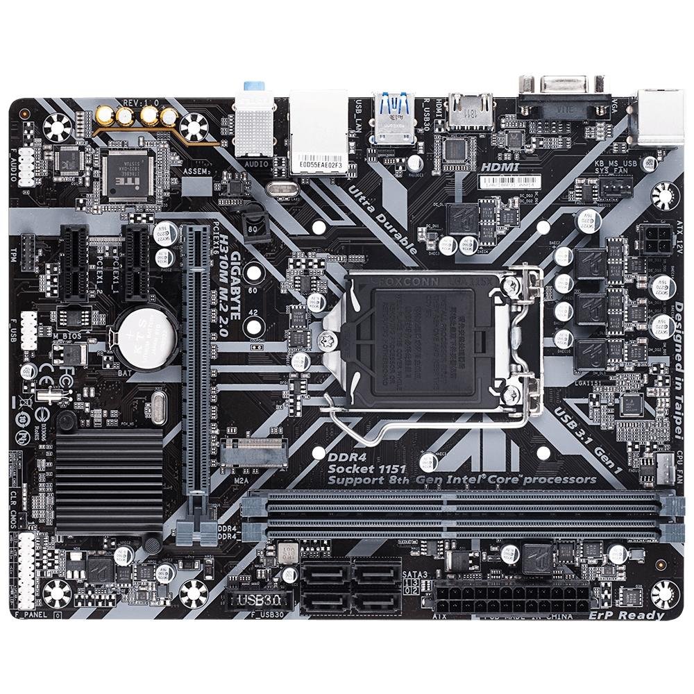 Imagem 2 de 4 do produto Placa-Mãe Gigabyte H310M M.2 2.0, Intel LGA 1151, mATX, DDR4, Preto - H310M M.2