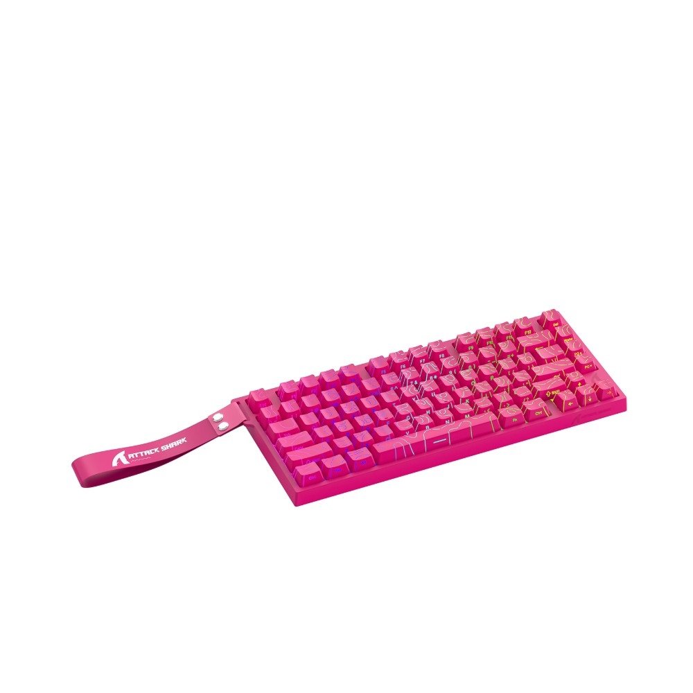 Teclado Magnético Gamer Attack Shark R82HE, Rapid Trigger, 8000Hz, 0.08ms, 75%, Berry Red Contour, Vermelho e Branco - AS-R82HE-BRCL - view 2