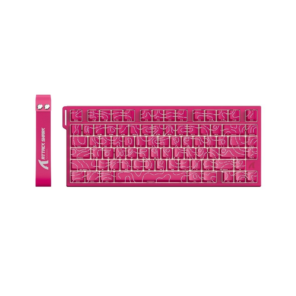 Teclado Magnético Gamer Attack Shark R82HE, Rapid Trigger, 8000Hz, 0.08ms, 75%, Berry Red Contour, Vermelho e Branco - AS-R82HE-BRCL