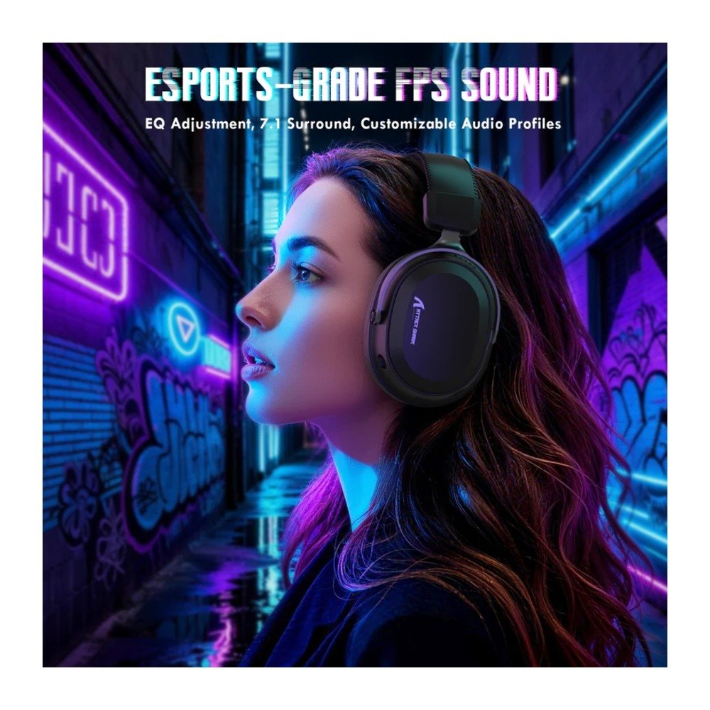 Imagem 4 de 8 do produto Headset Gamer Sem Fio Attack Shark L30 Pro, Bluetooth, Som Surround, Preto - L30PRO