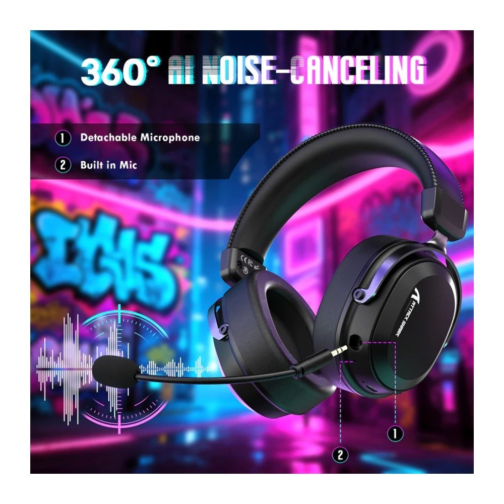 Imagem 6 de 8 do produto Headset Gamer Sem Fio Attack Shark L30 Pro, Bluetooth, Som Surround, Preto - L30PRO